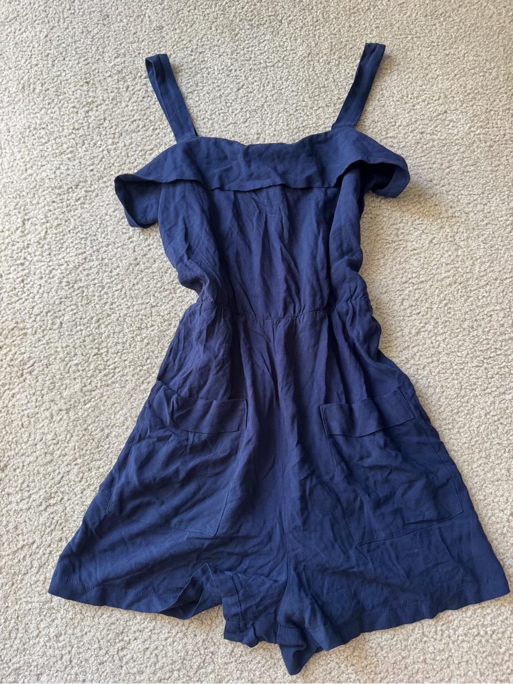Cotton On Navy Blue Ruffle-Neck Sleeveless Romper casual boho